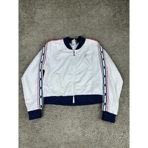 Champion Jacket Womens Large White Signature Crown Logo Full Zip Track Suit *
